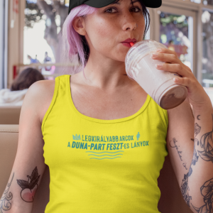 Dunapart Feszt - Sárga szöveges női trikó